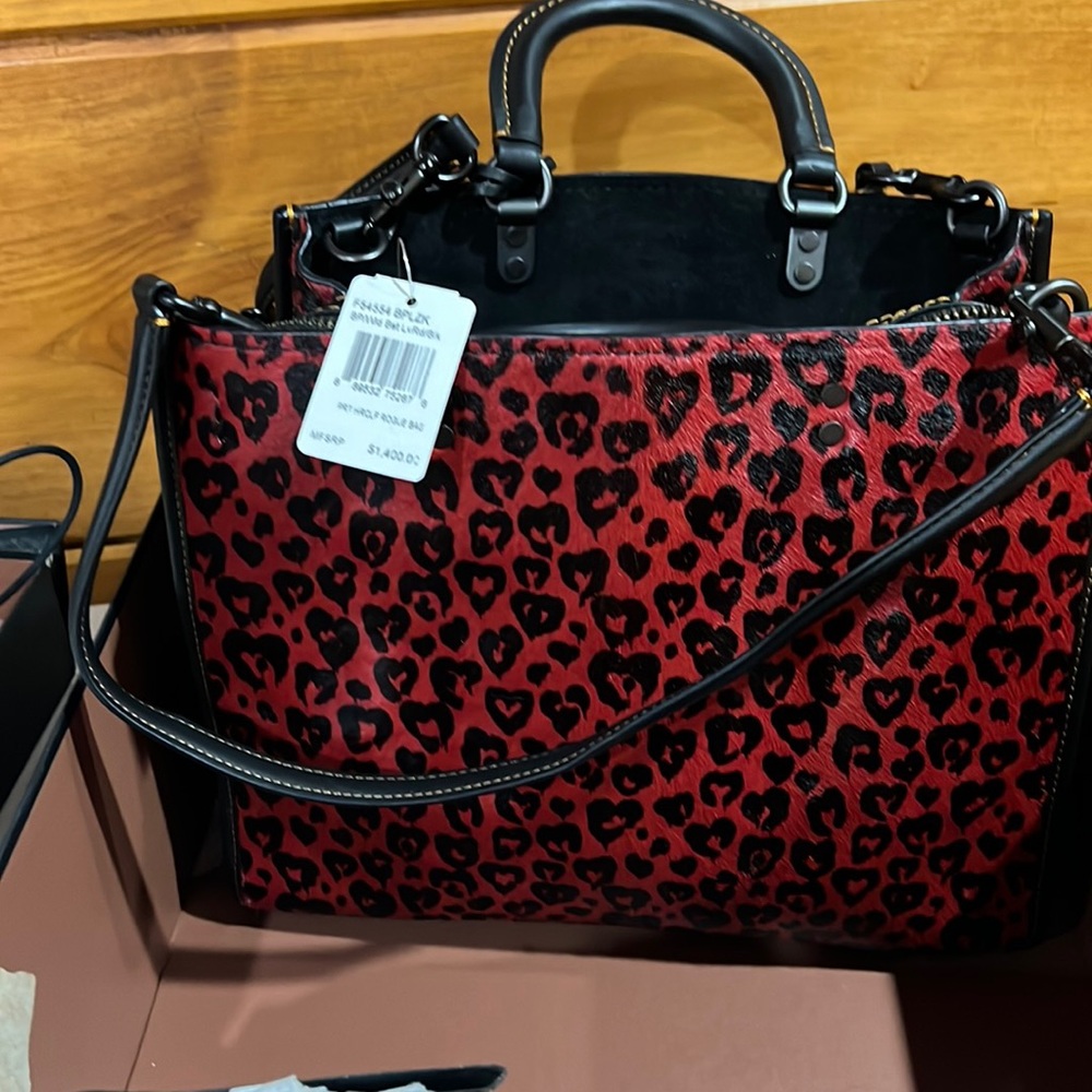 Coach rogue leopard print red